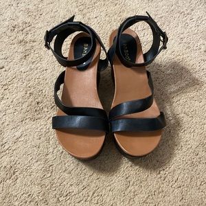 Bamboo Black Wedge Sandal